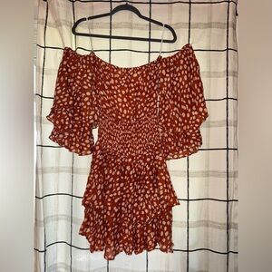Forever 21 off the shoulder woven dress rust/cream - Size XL